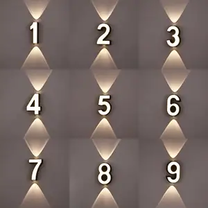 Moderne Alumuim Numéros LED lumière numéros plaque de porte lumière porte bricolage lumière numérique numéro LED applique murale