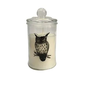 2023 hot sale popular custom printing animals design 20 OZ big glass jar candle with lid