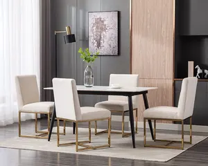 Sillas tapizadas sin brazos para comedor, sillas de comedor modernas con Base dorada