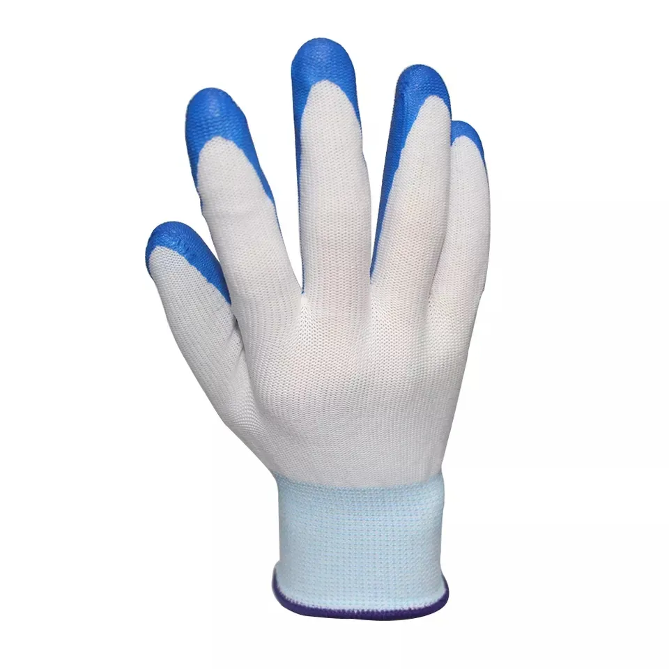 Blauwe Nitril Glad Wit Gecoat Polyester Arbeid Beschermende Bouw Mechanische Industriële Veiligheid Werkhandschoenen