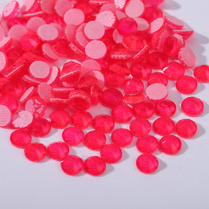 Rhinestone Kaca Bercahaya Fluorescent Hotfix dengan Dasar Karet, Kristal Flatback Bulat Neon untuk Aksesoris Pakaian - Product Image 2
