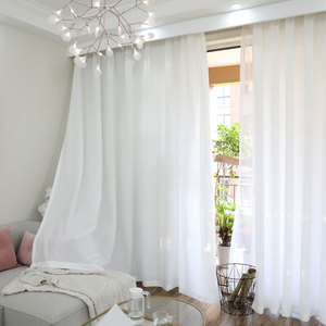 Venta al por mayor de lino simple apagón tela listo blanco barato cortina - Product Image 1