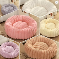 Lit rond en peluche pour grands chiens, chaud pour l'hiver, classique, dessin animé, lavable, disponible toute l'année