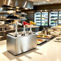 Pompe à condiments en plastique PP de qualité alimentaire, 2L, 5 têtes, pour contrôle des portions, idéale pour restaurants, hôtels et buffets (vente en gros)