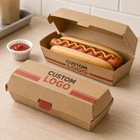 Boîte à hot-dogs avec plateau ouvert, en papier résistant à la graisse, emballage alimentaire pour la restauration rapide, vente en gros pour les boulangeries, les cafés et les comptoirs.