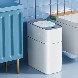 JOYBOS – poubelle de salle de bain sans contact avec couvercle, 3.8 gallons, étanche, capteur de mouvement, petit ensachage automatique, poubelle intelligente