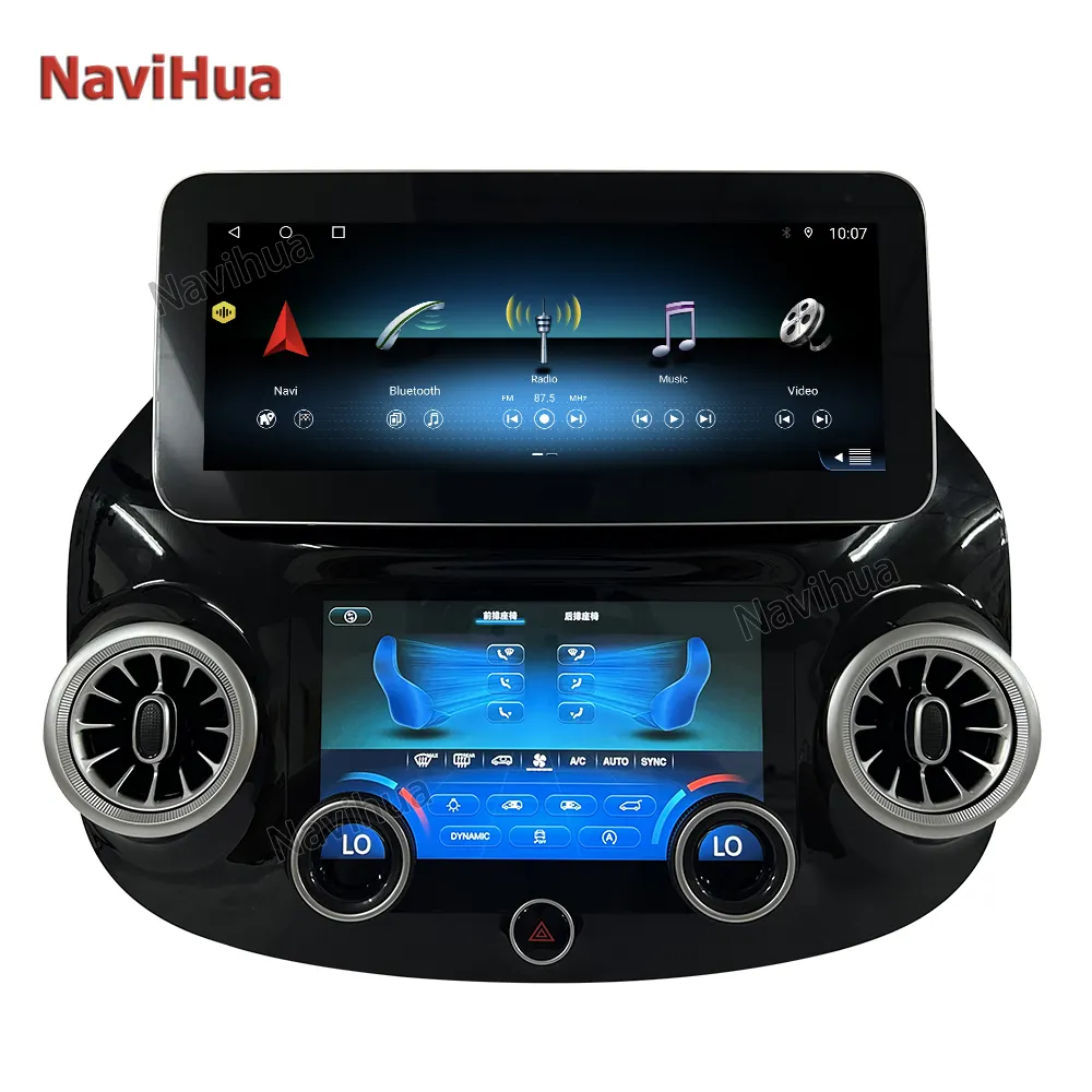 Navihua Rádios Android para carro auto estereo bluetooth com Painel AC para Mercedes Benz Vito 12.3 Multimedia AC ClimateControl