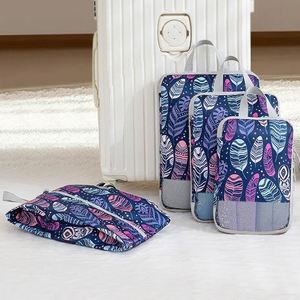 Fashion Print 4pcs Set Travel Organizer Storage Bag Set <b>Luggage</b> Packing Cube Bag Set - Product Image 6
