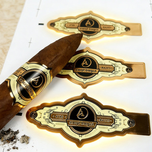 Custom Eco-Friendly Waterproof Die-Cut Cigar Bands with Embossed Gold Foil Art Paper <b>Labels</b> for Cigar Cigarettes - Product Image 1