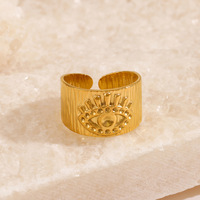 Neu im Jahr 18 Karat vergoldeter Edelstahl Vintage Hammered Devil's Eye Breite Fingerringe Schmuck für Frauen