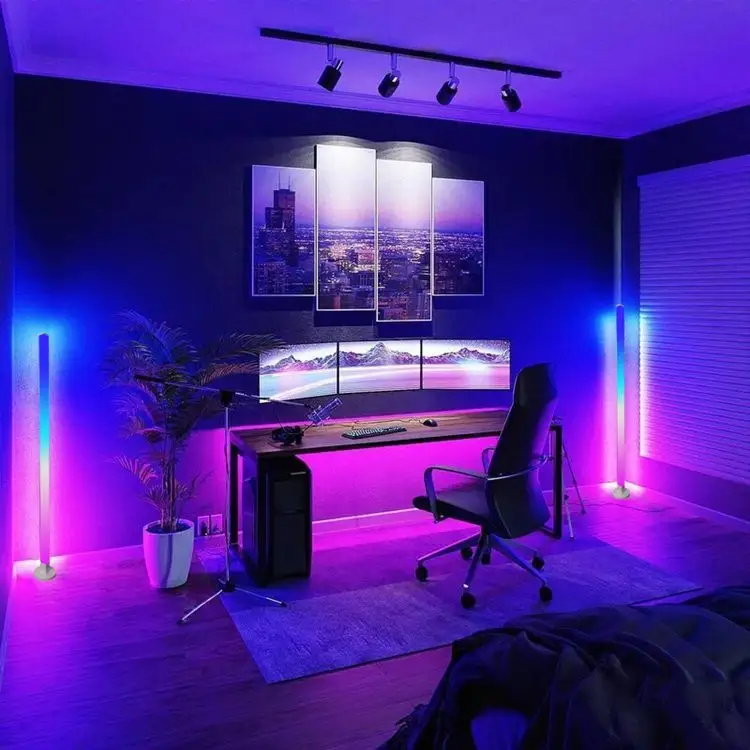 ใหม่ DIY พับ Magic สีบรรยากาศเย็นมุมดิจิตอล RGB โคมไฟตั้งพื้น LED