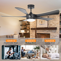 Ventilateur de plafond électrique de style moderne de 52 pouces avec télécommande et kit d'éclairage LED pour hôtel et salon, décoration intérieure