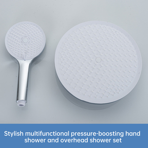 Ensemble de douche en <span class=keywords><strong>laiton</strong></span> ZOGII CEGun gris et blanc 4 fonctions <span class=keywords><strong>avec</strong></span> <span class=keywords><strong>douchette</strong></span> à main à jet pluie et finition chromée pour salle de bain - Product Image 4