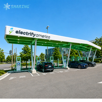 Cubierta para Carga de Vehículos Eléctricos, Personalizada, Comercial, de Acero para Exteriores, con Letrero Luminoso LED 3D para Centro de Carga Rápida