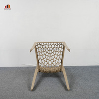 Chaise de salle à manger en plastique empilable moderne avec dossier et assise en toile d'araignée pour véranda extérieure, balcon, café, salle à manger, patio, bord de piscine