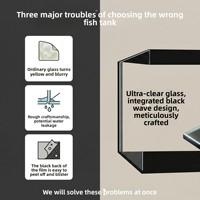 Aquarium de bureau en verre ultra-transparent épaissi avec fond noir pour petits poissons Betta, poissons rouges, guppies dans un petit salon