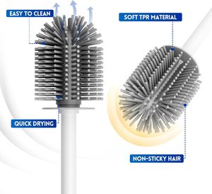 Cepillo de Inodoro de Silicona Premium, Montado en la Pared sin Taladro, Kit de Limpieza para Eliminar Manchas de Forma Eficaz e Higiene del Baño - Product Image 2