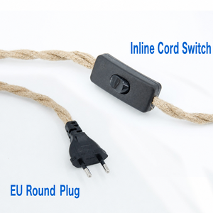 Cordon en Corde de Chanvre à 2 Brins 0,75 mm² avec Prise EU vers Douille E27 pour Projet de Lampe Suspendue DIY - Product Image 5