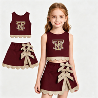 Tenues de cheerleaders personnalisées pour filles, tenues sportives sur le thème du ballon, ensembles de hauts à manches courtes et de jupes-culottes imprimées pour équipes de football, ensembles pour le jour du match pour filles