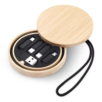 Organisateur de câbles USB 3-en-1 personnalisable (forme et couleur) avec clip, charge rapide, en TPE écologique, portable pour ordinateur (code-barres)