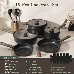 19-Piece Stainless Steel and Aluminum Non-Stick Cooker <b>Set</b> Customizable Classic Design Pan for Efficient Cooking - Product Image 2