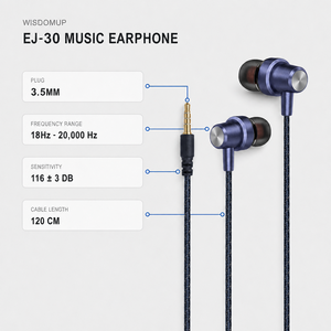 Écouteurs intra-auriculaires filaires stéréo élégants 3,5 mm avec micro pour <span class=keywords><strong>iPhone</strong></span>/Samsung/Xiaomi/Huawei - Product Image 4