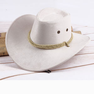 หมวกคาวบอยปีกกว้างสำหรับผู้ชายหมวกทรงปานามาหมวกปีกกว้างลายขนนกเทียมสไตล์อเมริกันตะวันตกเท็กซัสหมวกคาวบอยหมวกแก๊ปชายหาด - Product Image 4