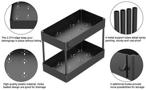 Under <strong>Bathroom</strong> <strong>Sink</strong> <strong>Storage</strong> 2 Tier Organizer Bath Collection Baskets White Under <strong>Sink</strong> Cabinet Organizer with Hooks - Product Image 4