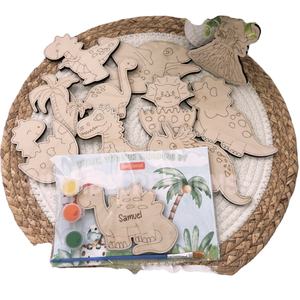 Jouets d'apprentissage <span class=keywords><strong>Montessori</strong></span> pour enfants, <span class=keywords><strong>kit</strong></span> de <span class=keywords><strong>peinture</strong></span> de dinosaure en bois découpé au laser, cadeaux de fête d'anniversaire pour enfants - Product Image 3