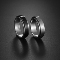 ShuoyeW 6MM Anillo de acero inoxidable Plata Negro Arena Cepillado Mate Básico Giratorio Anillo de acero inoxidable 418