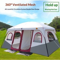 Tente de camping familiale quatre saisons grande capacité, deux chambres, un salon, 8 à 12 personnes, double couche, protection solaire