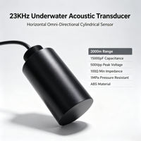 Transducteur hydroacoustique omnidirectionnel horizontal cylindrique 23 kHz, capteur ultrasonique étanche, débitmètre subaquatique 2000 m CE