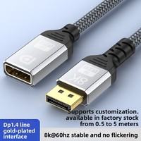 Kabel Ekstensi 8K untuk 1.4 Male to Female Konduktor Tembaga Jaket Paduan Aluminium 4K 144Hz Adaptor PC