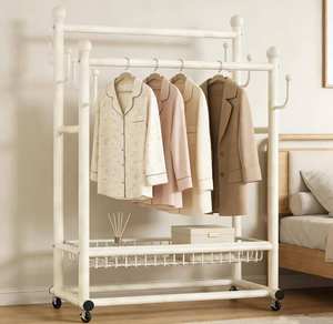 <span class=keywords><strong>Porte</strong></span>-vêtements autoportant en acier blanc crème, <span class=keywords><strong>grande</strong></span> capacité, pour chambre à coucher, intérieur, balcon, séchoir sur pied - Product Image 4