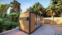 Maisons préfabriquées modulaires en conteneurs en bois, emballage plat, maison de luxe amovible, café moderne de 20 pieds