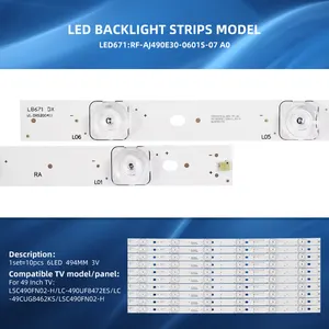 49インチTV用LEDバックライトストリップライトLC49CUG8362 LC49CUG8052K LC49CUG8462 LC49CUG8362KS RF-AJ490E30-0601S-07 A0 LC49CUG8462K