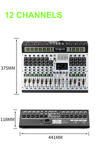 Mixer Digitale Professionale TopYun MK8/12 Canali 99 DSP, Controller DJ Alimentato, Console di Mixaggio Audio per Palco e <span class=keywords><strong>Musica</strong></span> - Product Image 6