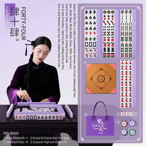 Juego de Mahjong Chino Magnético Morado de 40 mm, 144 Fichas, Compatible con Máquina Automática de Mahjong - Product Image 1
