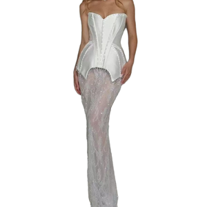 Femmes élégant haut de gamme exquis été impression numérique taille naturelle cristal robe de bal antistatique fête robes de soirée - Product Image 4