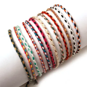 Offre Spéciale tissé coloré coton corde chanceux cuivre perles glands Bracelet pour femmes hommes