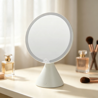 Espejo de Maquillaje LED de Estilo Decorativo para el Hogar, Luz Ambiental de 4000k, Control Táctil Giratorio, 3 Tonos de Luz, Espejo de Vanidad de Escritorio para Dormitorio