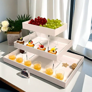 Gaojian nhà máy bền plexiglass 3 tầng tự chọn thực phẩm tháp hiển thị giá trực tiếp bên phục vụ Quảng trường làm tổ risers đứng - Product Image 5
