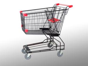 MOQ 100 PCS Zinc + Clear Coating 135L Asian Style Supermarket Shopping Trolly, <strong>Steel</strong> <strong>Push</strong> <strong>Cart</strong> - Product Image 5