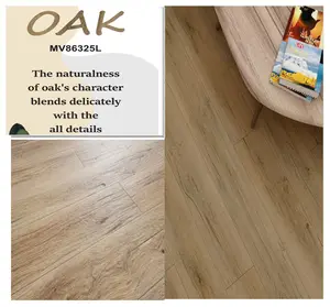 Oak pedesaan 5mm vinil mewah Interlock klik SPC lantai ubin papan dengan bantalan Ixpe
