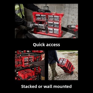 Milwaukee 48-22-8433 PACKOUT Organizzatore con Contenitori Inclinabili, Set di 10 Contenitori Impilabili per Stoccaggio Parti - Product Image 4