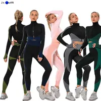 Langarm Kompression Workout Sportswear Jacke Frauen Sport bekleidung Zweiteiliger Yoga-Anzug