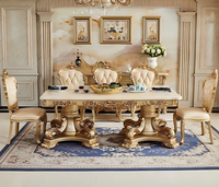 Table à manger en bois massif, style vintage européen, table et chaises en bois, luxe, sculptées à la main, pour la maison, restaurant, vente en gros, sur mesure