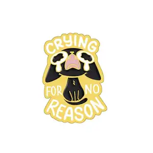 Crying For No Reason Cat Enamel Pin Zinc Alloy Hard Enamel Badge High Quality Gold Plating Custom Design for Pins Collection