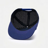 Casquette de golf respirante perforée au laser personnalisée, 5 panneaux, bleu marine, imperméable, casquette snapback sport