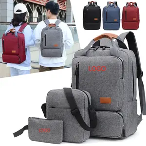 Custom Logo Recycled Multifunction 3pcs/set Waterproof Travel Backpack Business Schoolbag Leisure Laptop Bags For Computer